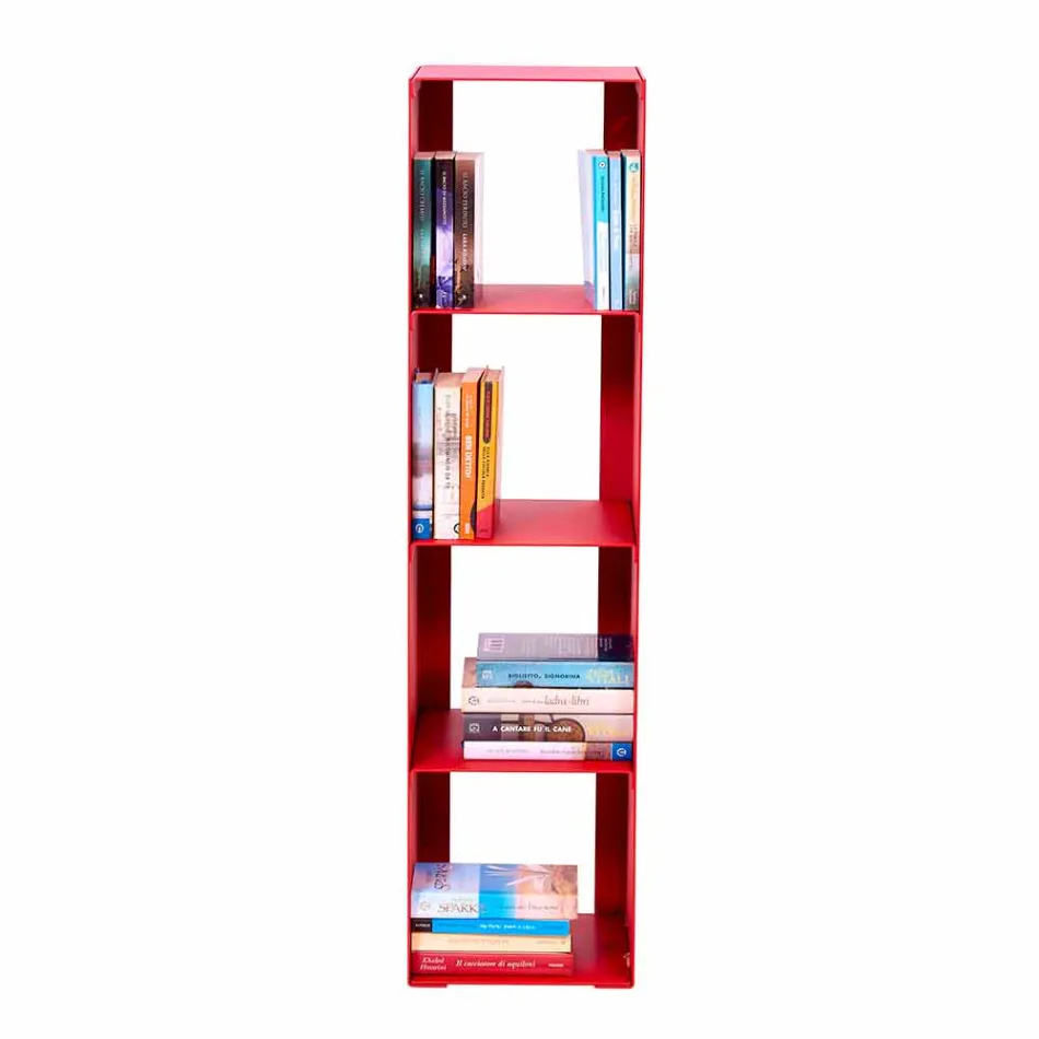 Black, Red, White or Gray Iron Modern Floor Bookcase Made in Italy - Pls Viadurini