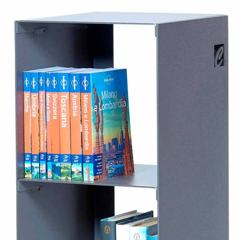 Black, Red, White or Gray Iron Modern Floor Bookcase Made in Italy - Pls Viadurini