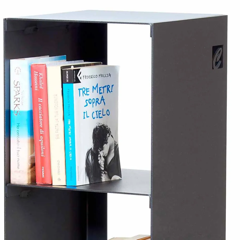 Black, Red, White or Gray Iron Modern Floor Bookcase Made in Italy - Pls Viadurini