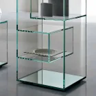Freestanding Low Living Room Display Bookcase in Extra-clear Glass - Linzy Viadurini