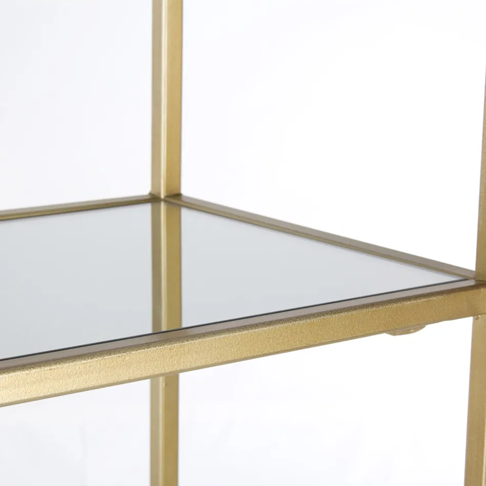 Freestanding Bookcase in Steel and Glass Tops Elegant Design - Noralea Viadurini