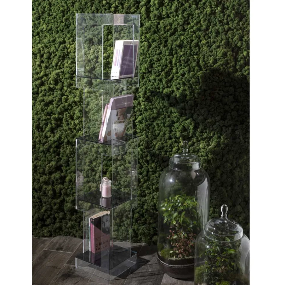 Freestanding Bookcase in Transparent or Smoked Acrylic Crystal - Icaria Viadurini