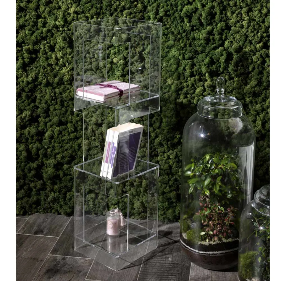 Freestanding Bookcase in Transparent or Smoked Acrylic Crystal - Icaria Viadurini