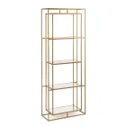 Freestanding Steel and Glass Shelves Bookcase Elegant Design - Noralea Viadurini