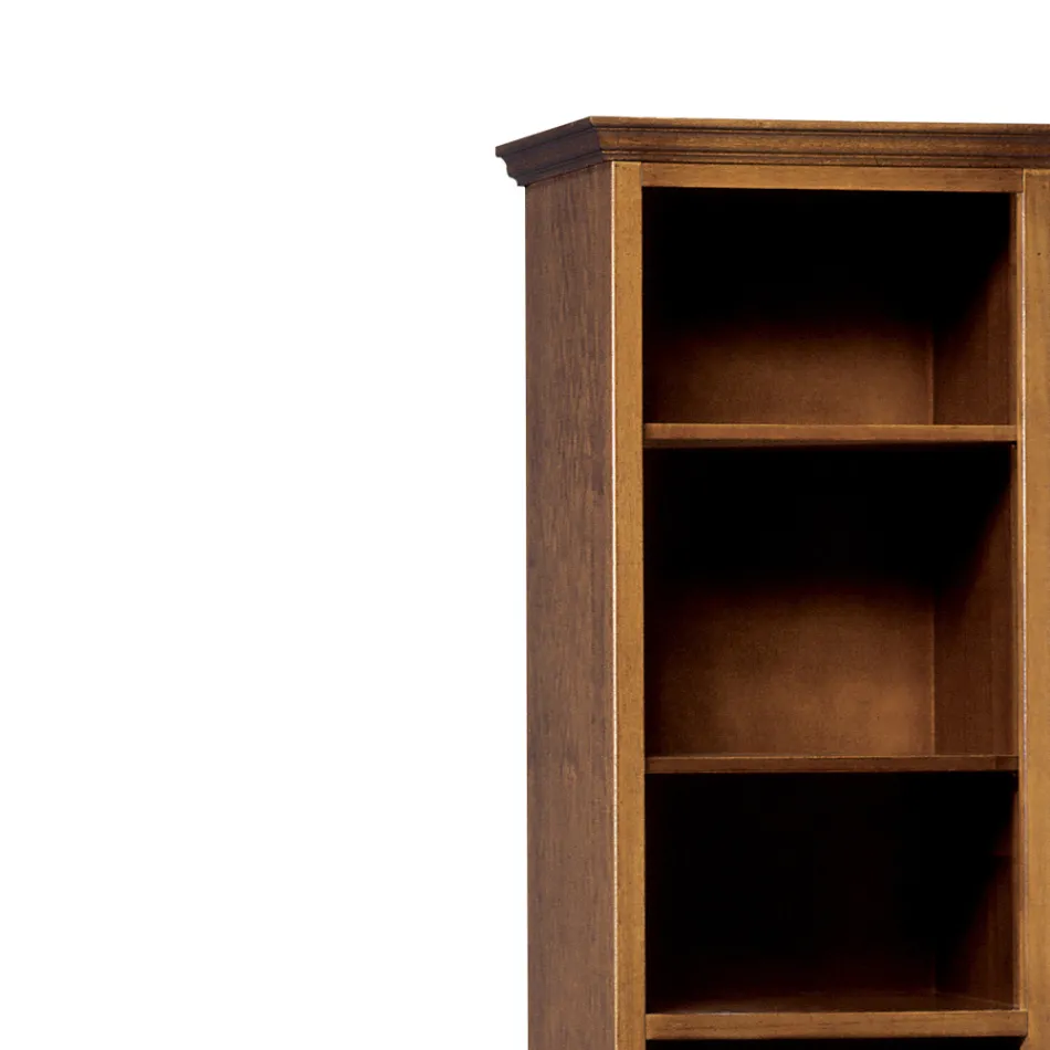 Bookcase in patinated cherry wood with 6 open compartments Made in Italy - Camene Viadurini
