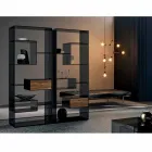 Bookcase in Smoked Glass with Canaletto Walnut Wood Drawer Italian Design - Linzy Viadurini