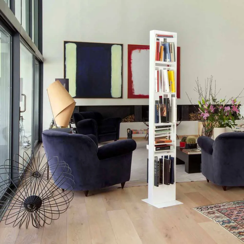 Modern Floor Bookcase with White Metal Shelves Made in Italy - Bolivia Viadurini