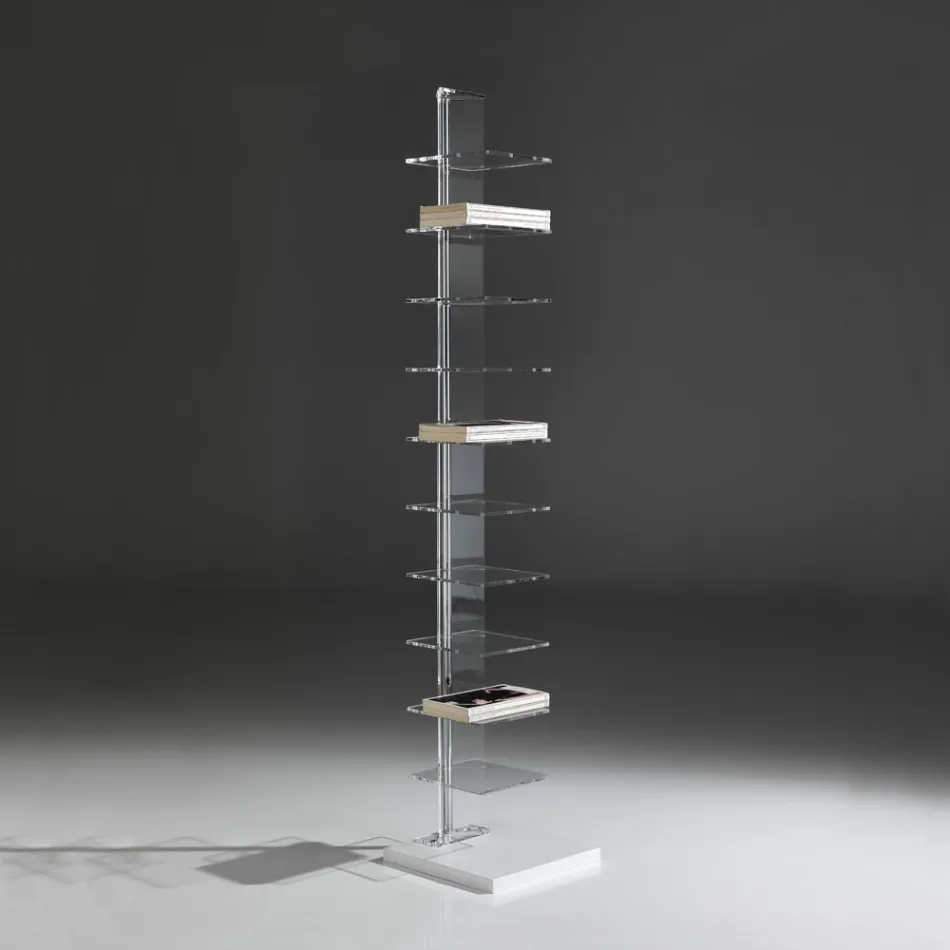 Bookcase Made of Transparent Acrylic - Chrome Viadurini