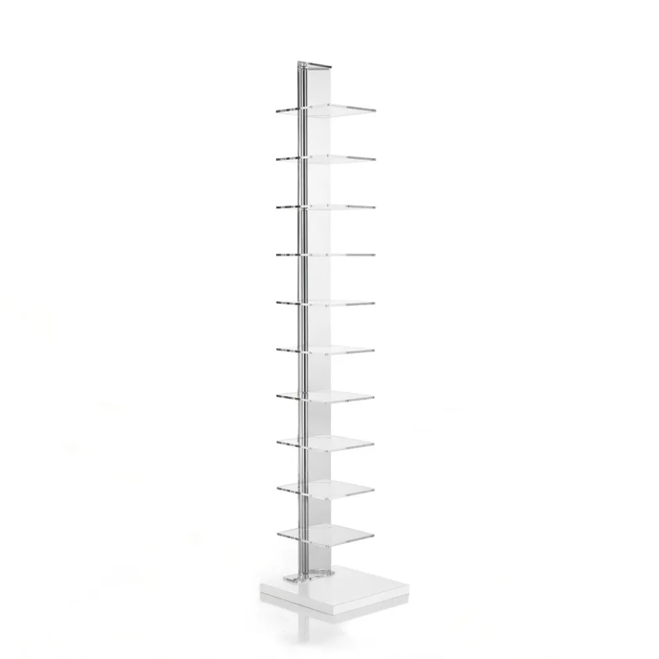 Bookcase Made of Transparent Acrylic - Chrome Viadurini