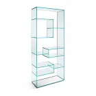 Double Extra-clear Glass Living Room Bookcase with or without Drawers - Linzy Viadurini