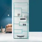 Double Extra-clear Glass Living Room Bookcase with or without Drawers - Linzy Viadurini