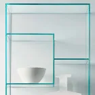 Double Extra-clear Glass Living Room Bookcase with or without Drawers - Linzy Viadurini