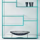 Double Extra-clear Glass Living Room Bookcase with or without Drawers - Linzy Viadurini