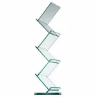 Vertical Bookcase in Transparent Glass for Freestanding Living Room - Brugo Viadurini