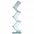 Vertical Bookcase in Transparent Glass for Freestanding Living Room - Brugo