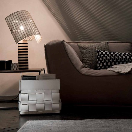 Lory design wall-mounted leather magazine rack, made in Italy Viadurini