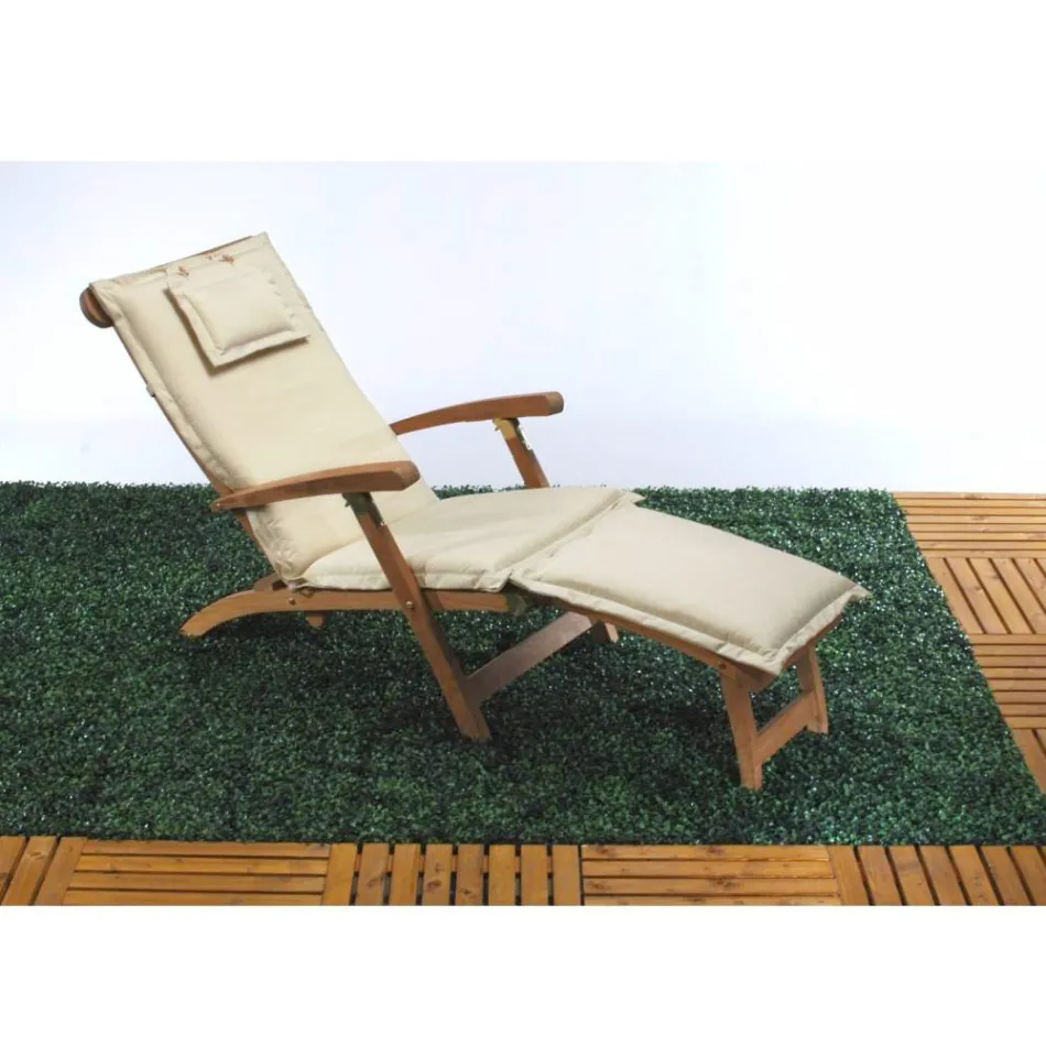 Natural Teak Wood Garden Lounger - Yggdrasil Viadurini
