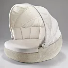 Garden Sun Lounger with Polyrattan Canopy - Colin Viadurini