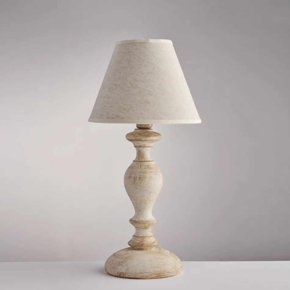 Wooden Lamp with Made in Italy Lampshade for Interior Decorating - Tuscany Viadurini