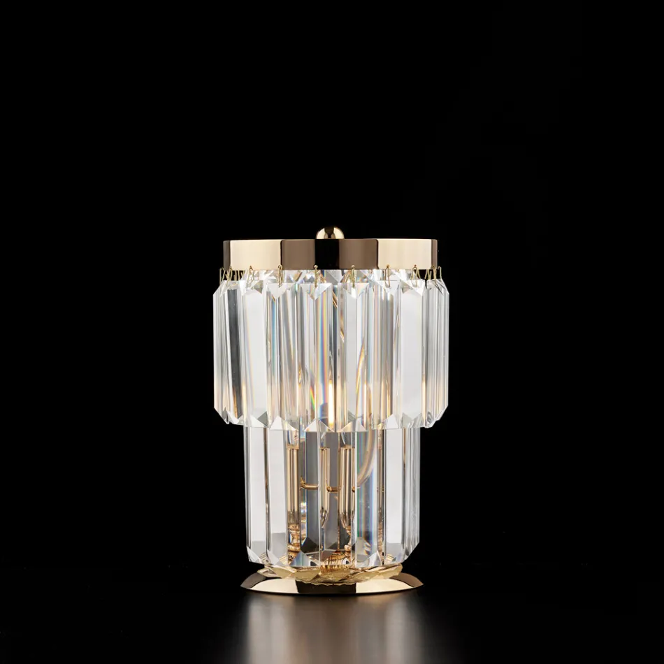 Iron and Gilded Table Lamp with Rhinestones Made in Italy for Interior Decor - Vienna Viadurini