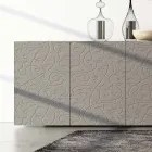 Sideboard 4 Doors in Mud Lacquered Mdf with Bas-relief Made in Italy - Lolla Viadurini