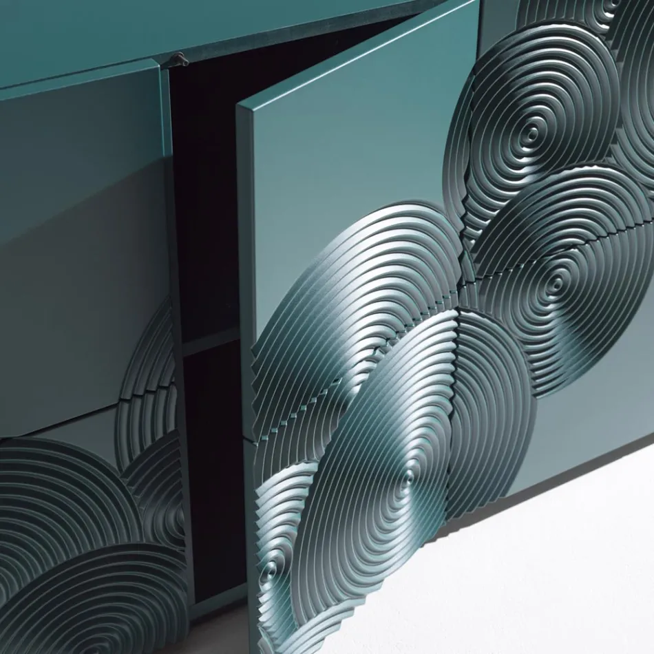 5-Door Sideboard in Lacquered MDF with Hand-Engraved and Finished Decoration - Crab Viadurini