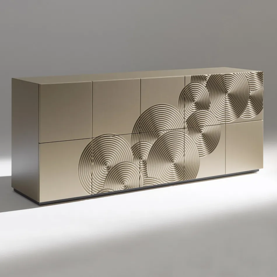 5-Door Sideboard in Lacquered MDF with Hand-Engraved and Finished Decoration - Crab Viadurini