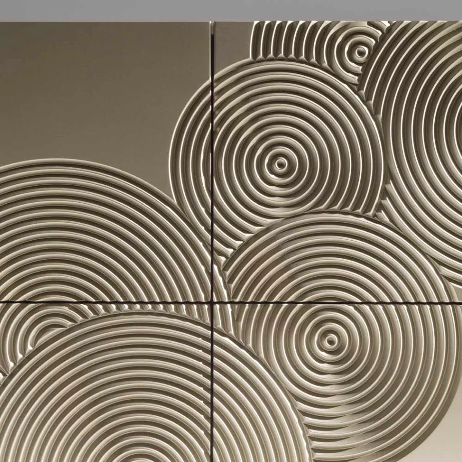 5-Door Sideboard in Lacquered MDF with Hand-Engraved and Finished Decoration - Crab Viadurini