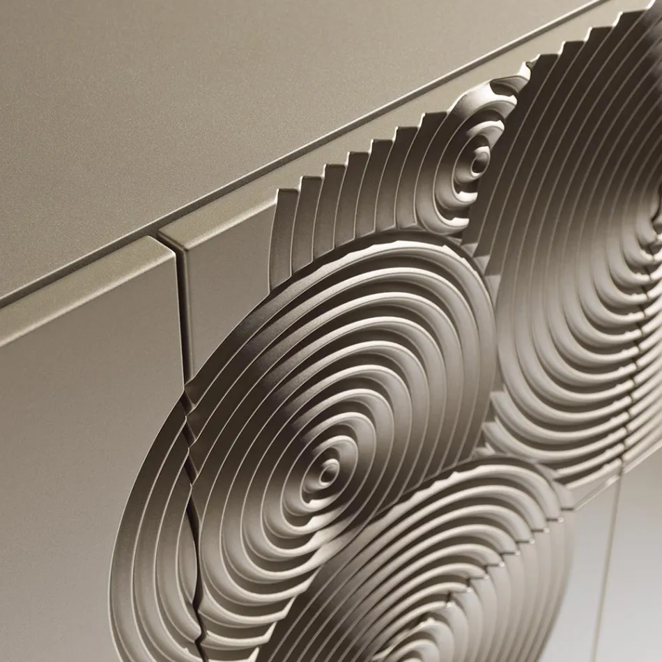 5-Door Sideboard in Lacquered MDF with Hand-Engraved and Finished Decoration - Crab Viadurini