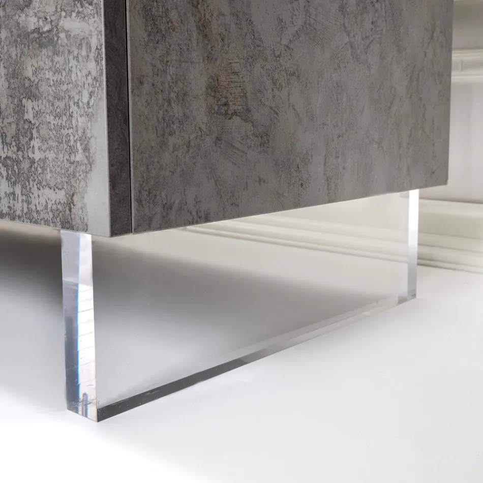 Sideboard with 2 Doors and 2 Central Open Compartments in Melamine Made in Italy - Minnie Viadurini