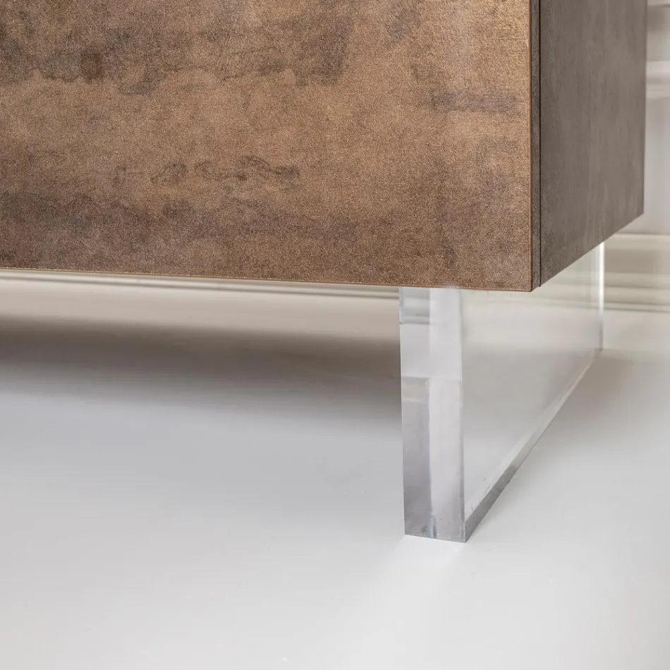 Sideboard with 2 Doors and 2 Central Open Compartments in Melamine Made in Italy - Minnie Viadurini