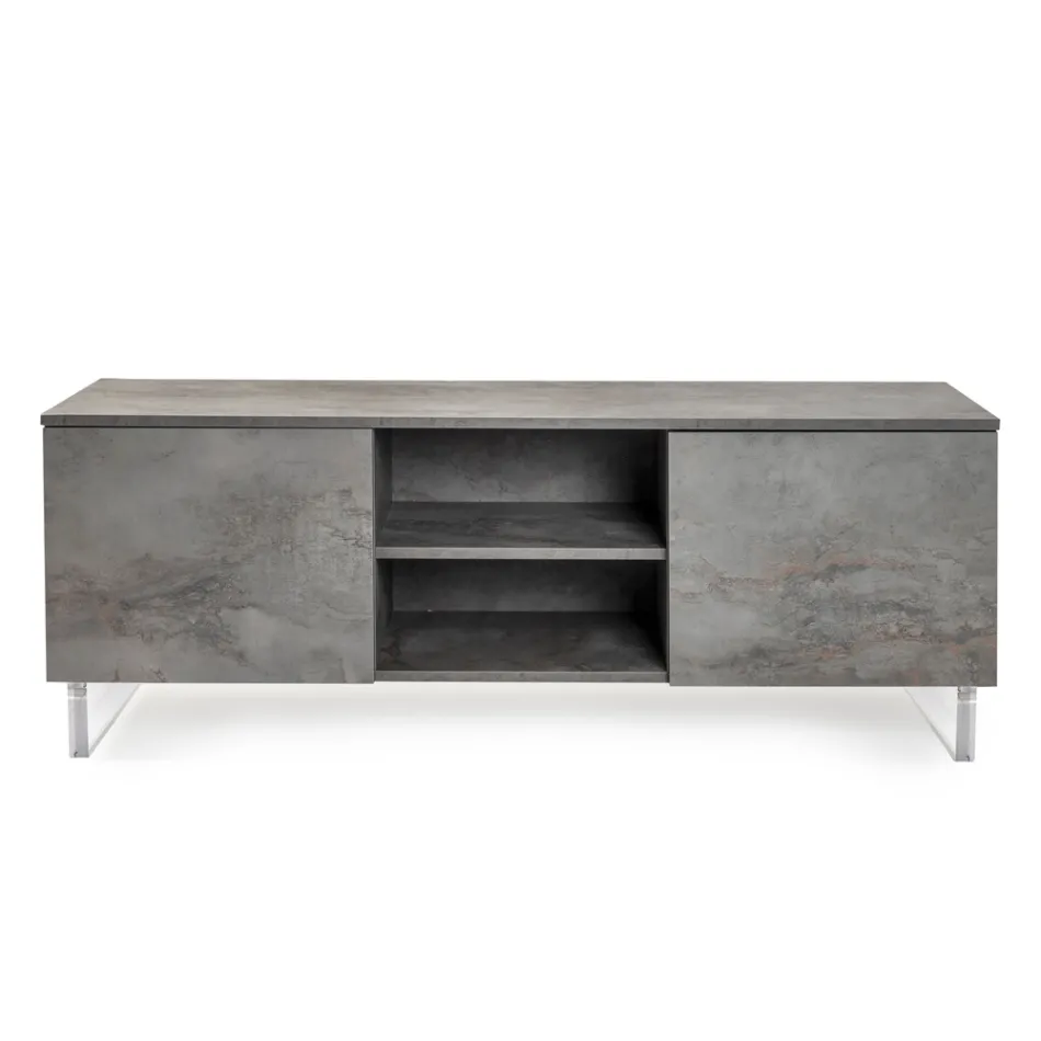 Sideboard with 2 Doors and 2 Central Open Compartments in Melamine Made in Italy - Minnie Viadurini