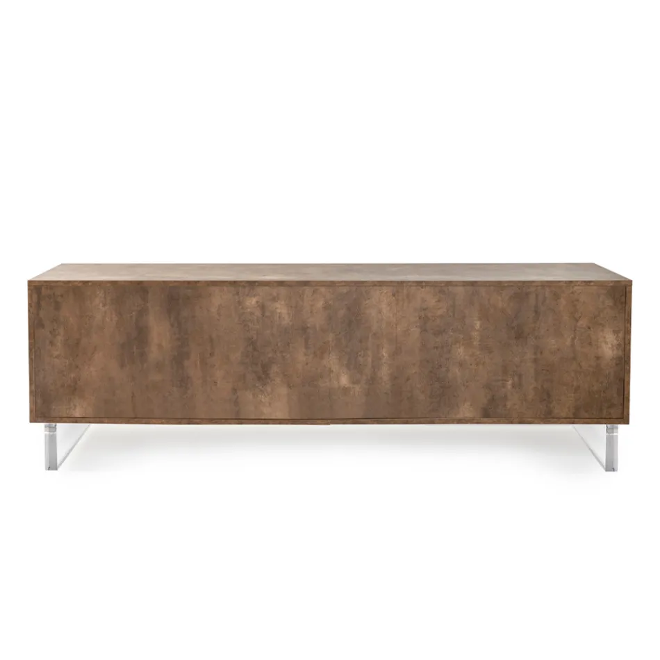 Sideboard with 2 Doors and 2 Side Open Compartments in Melamine Made in Italy - Mouse Viadurini