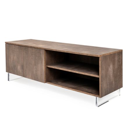 Sideboard with 2 Doors and 2 Side Open Compartments in Melamine Made in Italy - Mouse Viadurini