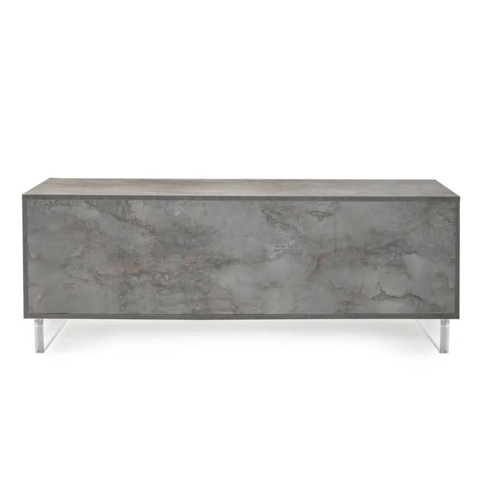 Sideboard with 2 Doors and 2 Side Open Compartments in Melamine Made in Italy - Mouse Viadurini