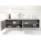 Sideboard with 2 Doors and 2 Side Open Compartments in Melamine Made in Italy - Mouse Viadurini