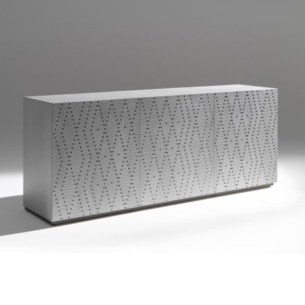 Sideboard with 3 Doors and 3 Internal Shelves, Foundry Aluminum Decoration - Scorpion Viadurini