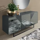 Sideboard with 3 Lacquered MDF Doors Covered in Mirror Glass - Diletta Viadurini