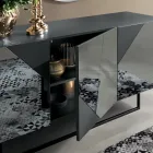 Sideboard with 3 Lacquered MDF Doors Covered in Mirror Glass - Diletta Viadurini