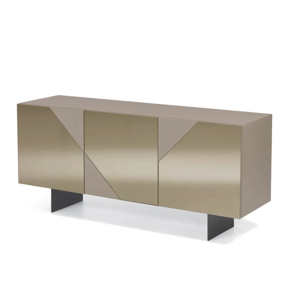 Sideboard with 3 Lacquered MDF Doors Covered in Mirror Glass - Diletta Viadurini