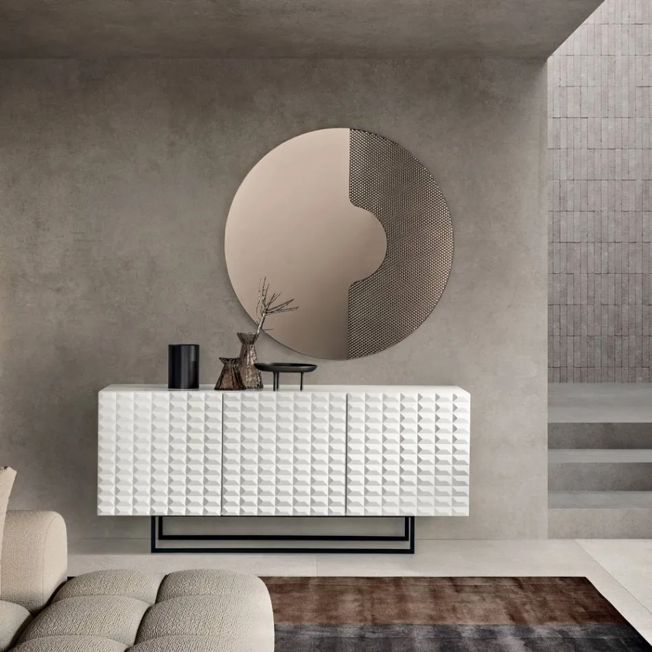 Sideboard with 3 Doors in MDF Covered in Lacquered PVC Made in Italy - Dorotea Viadurini