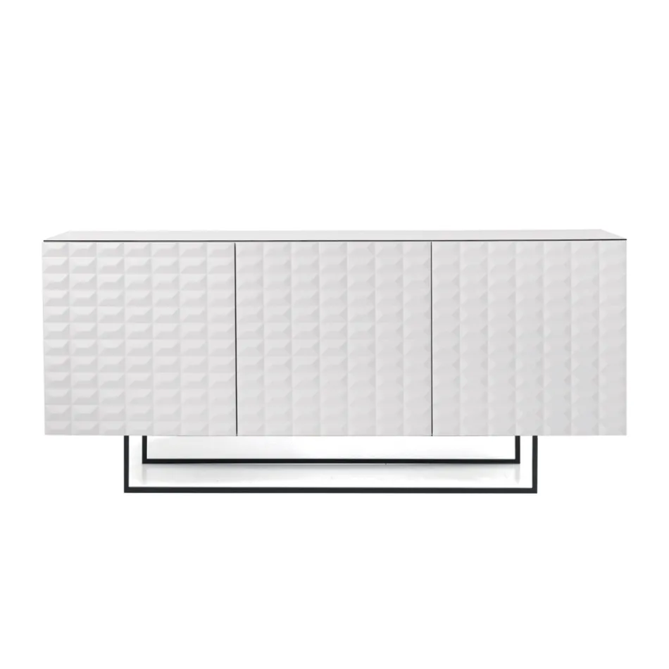 Sideboard with 3 Doors in MDF Covered in Lacquered PVC Made in Italy - Dorotea Viadurini