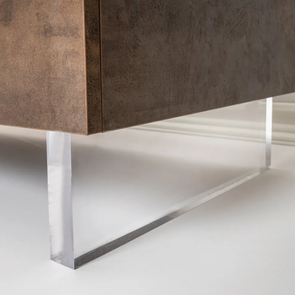 Sideboard with 3 Melamine Doors and Plexiglass Feet Made in Italy - Mickey Mouse Viadurini