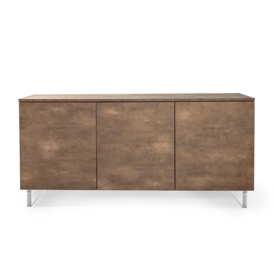 Sideboard with 3 Melamine Doors and Plexiglass Feet Made in Italy - Mickey Mouse Viadurini