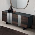 Sideboard with 3 Oak Veneer Doors and Mirror Inserts - Enrica