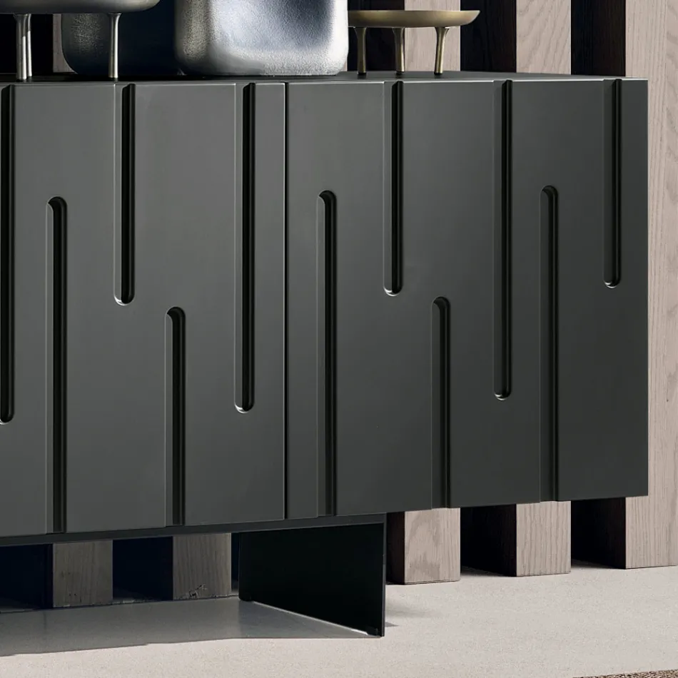 Sideboard with 4 Push-Pull Doors in MDF Made in Italy - Fabrizia Viadurini