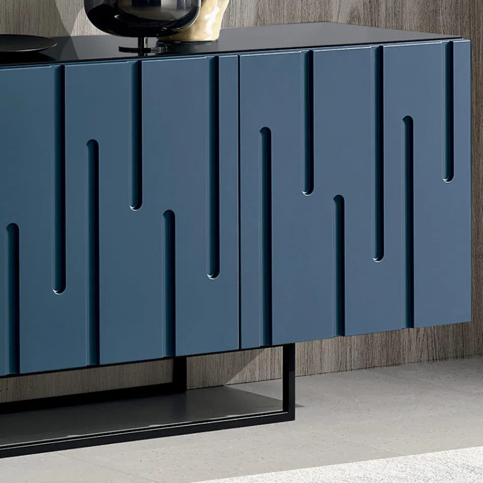 Sideboard with 4 Push-Pull Doors in MDF Made in Italy - Fabrizia Viadurini