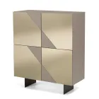 Sideboard with 4 Lacquered MDF Doors Covered in Mirror Glass - Diletta Viadurini