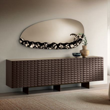 Sideboard with 4 Doors in MDF Covered in Lacquered PVC Made in Italy - Dorotea Viadurini