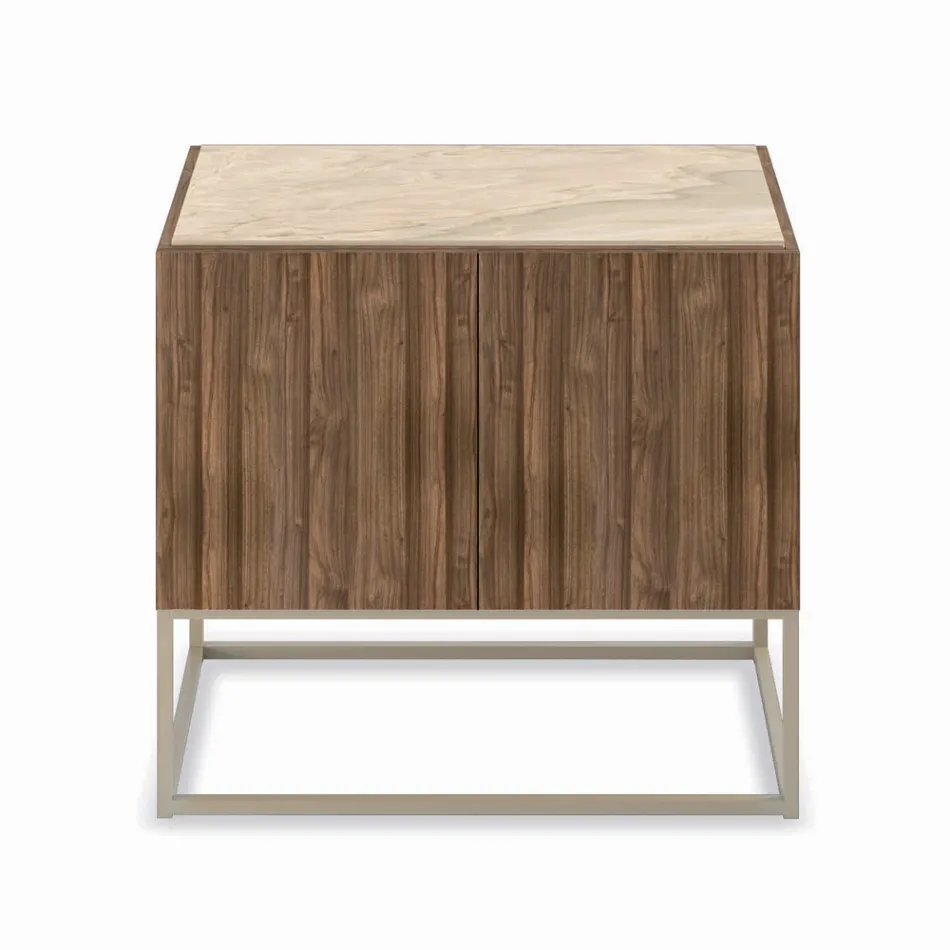Sideboard with Push-Pull Opening Doors in Blockboard Wood Made in Italy - Salerno Viadurini